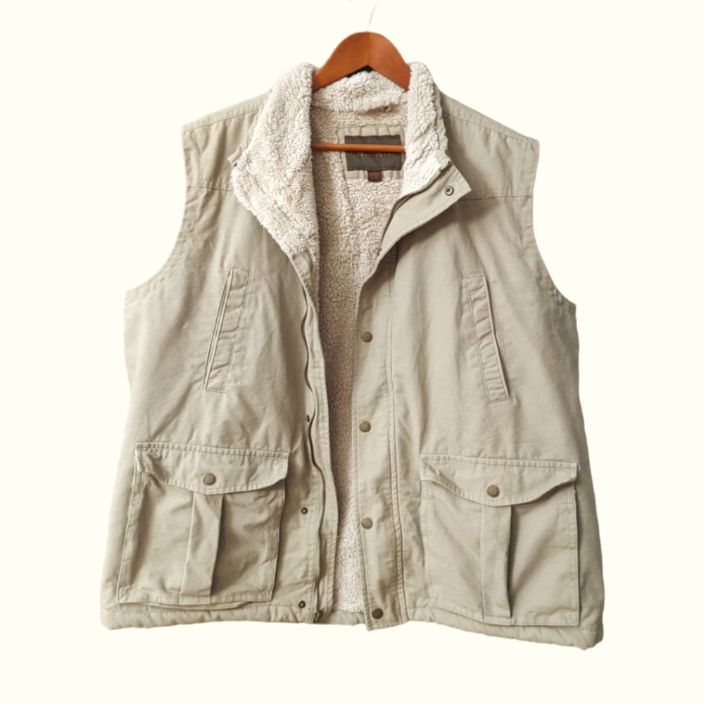 Northwest Territory Sherpa Lined Full Zip Vest Men's XL Light Tan